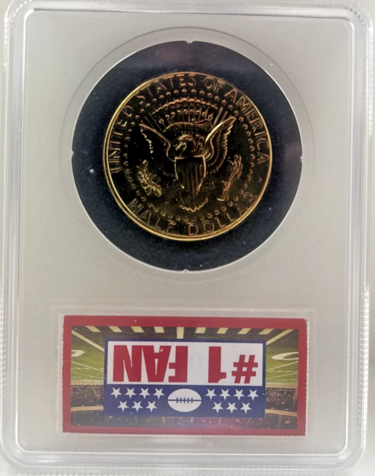 Medio dólar JFK Kennedy 1998 (Patriotas de Nueva Inglaterra) chapado en oro de 24 quilates) Foto 2 de 2