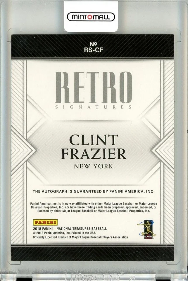 2018 Panini National Treasures Clint Frazier Retoro Signatures Autograph 75/99 - Image 2 of 2