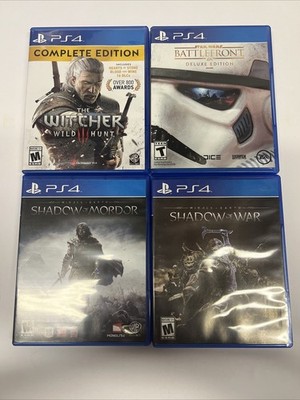 PS4 Game lot Witcher 3, Star Wars Battlefront, Shadows Of Mordor And War