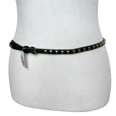 NEW J. Crew Skinny Belt Green Leather Brass Studded Size  display picture 1