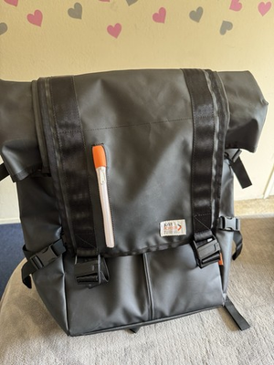 #ad Just Porter Laptop Backpack Black with Orange Accent $65.00