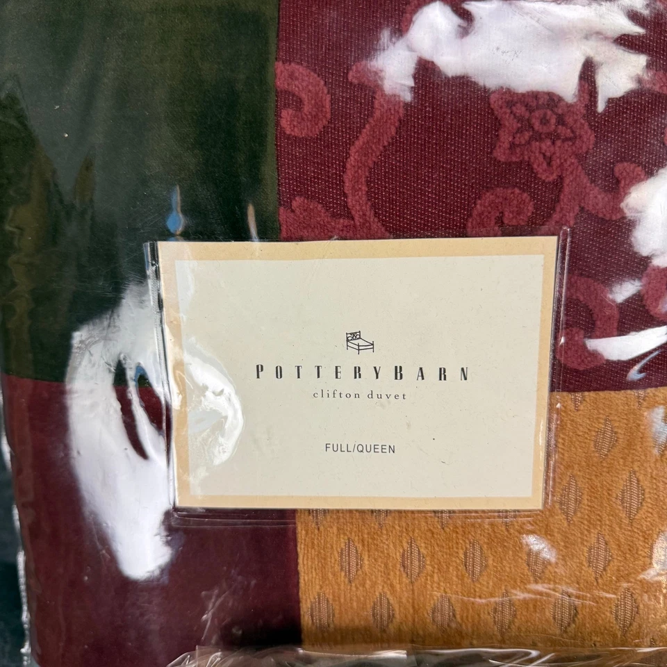 Pottery Barn Clifton Quilt Duvet Sham Bedskirt Set Full Queen Velvet Patchwork - Image 4 of 4