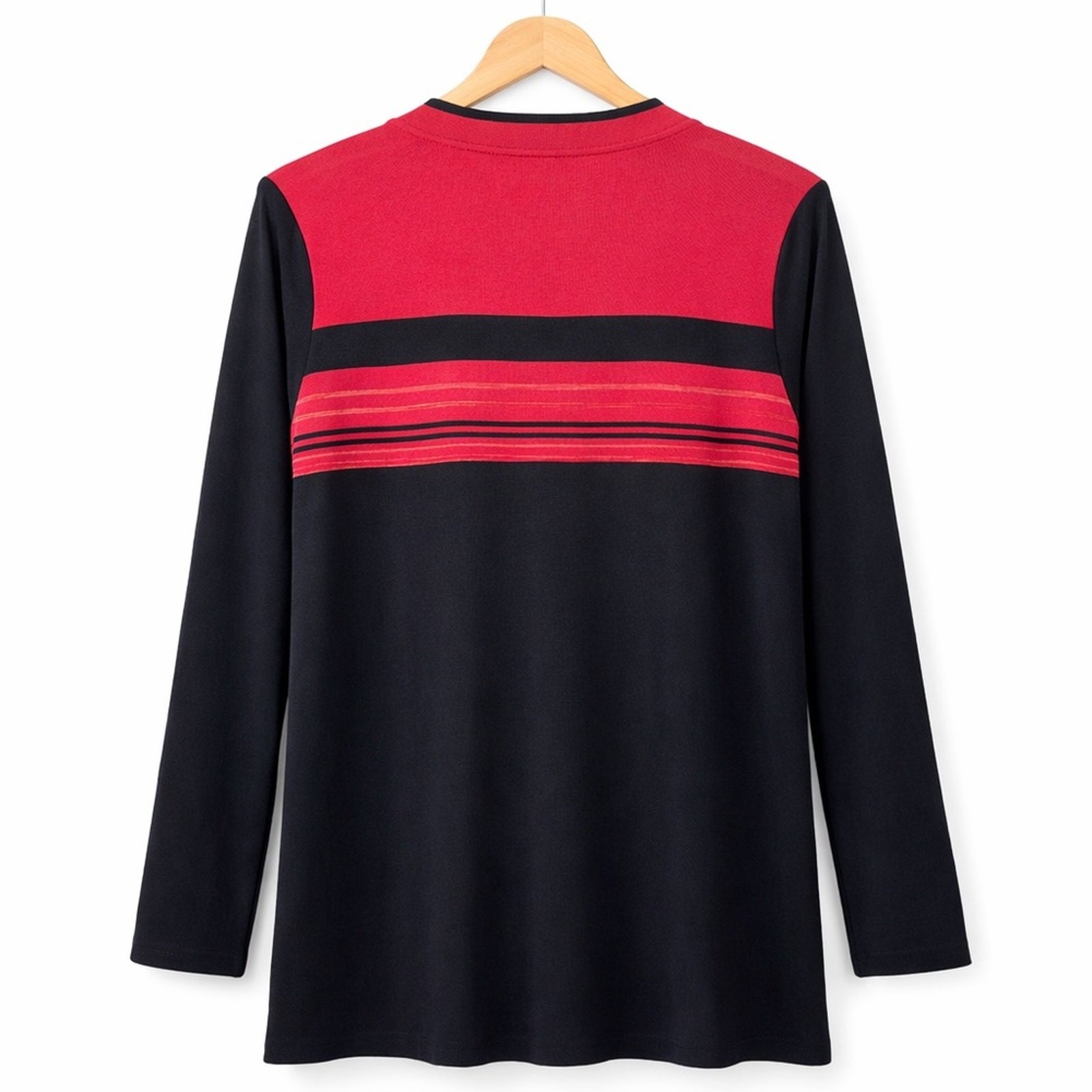 Exclusively Misook Raspberry Red Black Striped Op… - image 3