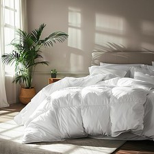 Serta Goose Feather Down Fiber Cotton Comforter Queen Size Full/Queen, White