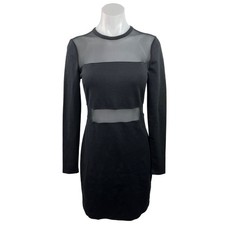 MICHAEL Michael Kors Womens Black Mesh Sheer Long Sleeve Bodycon Mini Dress Sz S