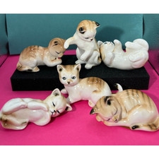 Enesco Ceramic Kittens Lot of 6 Great Conditi...