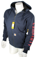 CARHARTT Rain Defender Men Small Navy Blue Full Zip Hoodie Sweatshirt RETAIL 89