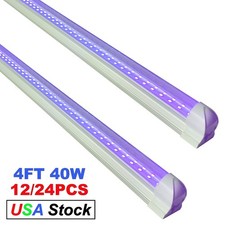 12/24PC 40W 4Ft T8 Integrated UV Black Light Bar Fixture for Pet Urine Detection