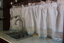 Farmhouse Kids play kitchen curtain and tension rod set fits from 22" to 31" 