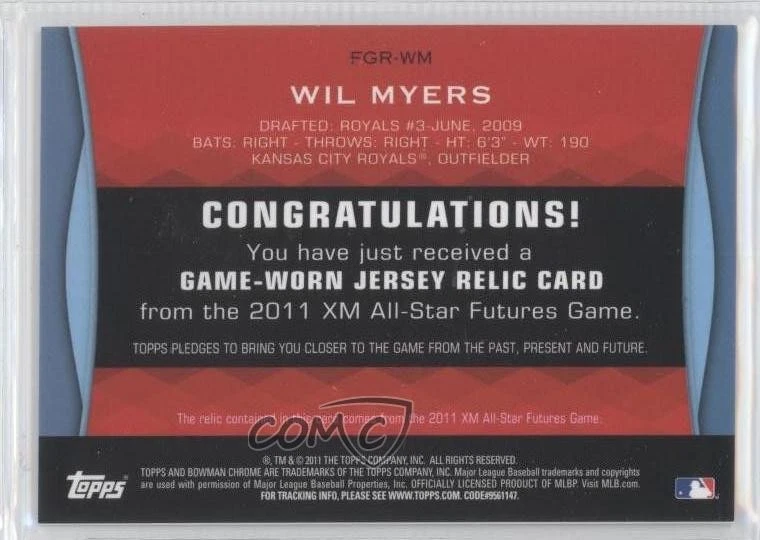 2011 Bowman Draft Futures Game Relics Wil Myers #FGR-WM - Image 2 of 2