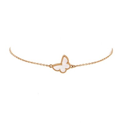 VCA 18K Rose Gold  Sweet Alhambra Butterfly Bracelet White Mother of Pearl