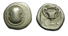 Boeotia AR Hemidrachm 304-294 BCE Boeotian Shield