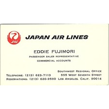 Japan Air Lines Eddie Fujimori Los Angeles CA Vintage Business Card SE3-B16