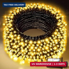 100FT Warm White Christmas String Lights, Outdoor Waterproof LED,Green Wire