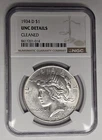 1934 D Denver Mint Peace Silver Dollar NGC UNC Details Cleaned