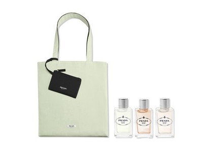 PRADA Perfume Mini Gift Set | De Santal Chai | d Iris | de Vanilla | Tote
