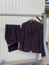 1930s dark brown with very light blue pinstripes single breasted