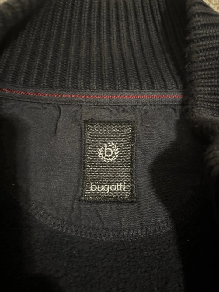 布加迪毛衣卡车司机衬衫夹克男式 2XL 黑色蓝色拉链纽扣修身版型 — 第 4/4 张图片