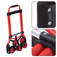 Folding Stair Trolley Carbon Steel Telescoping Handle Load 330lbs 4 Inch Wheels