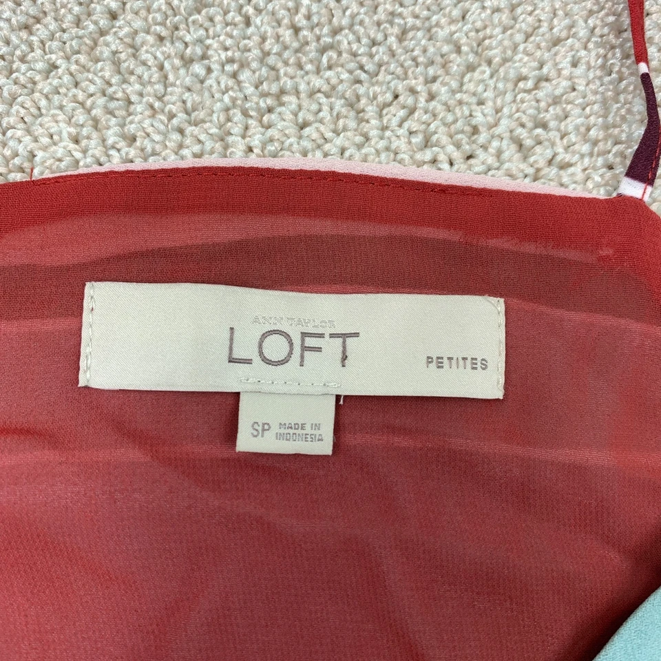 Ann Taylor LOFT Tank Top Women's Petite Small Sleeveless Multi Striped V-Neck - Image 2 of 4