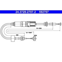 Seilzug KupplungsbetäTigung ATE 24.3728-2707.2 FüR VW Seat Polo III Caddy II