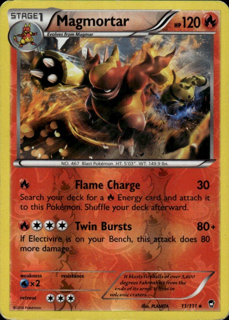 Magmortar 11/111 Rare Furious Fists Pokemon Reverse Holo Heavily Played