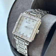 Bulova Diamond Stainless Steel Silver Case Wristwatches for sale