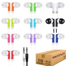 MKDTNJT Kids Earbuds Bulk 10 Pack for School Classroom 10 PACK, Mixed Colors