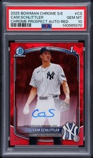 2025 Bowman Chrome Sapphire Cam Schlittler Red Auto /5 PSA 10