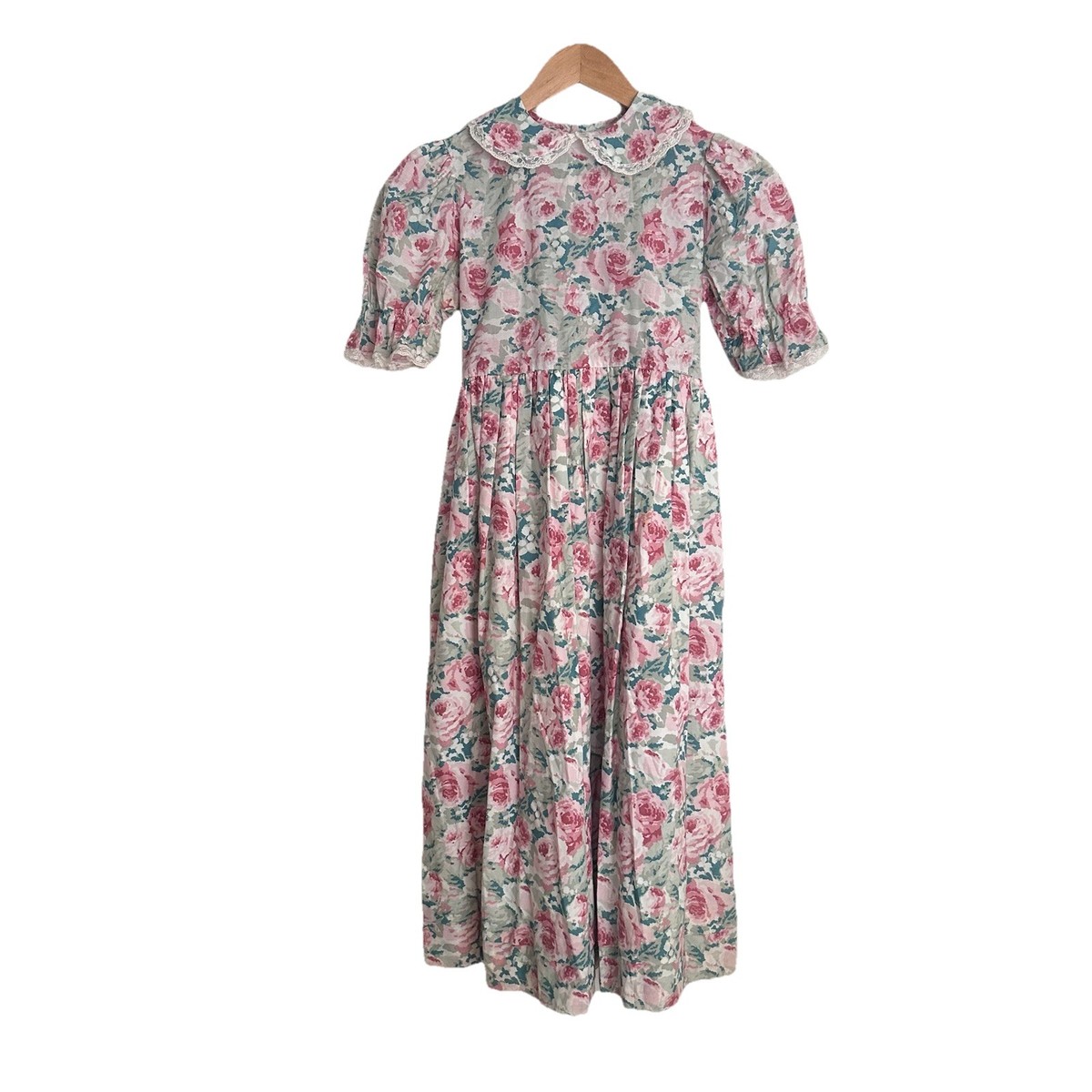 Vintage Laura Ashley Mother & Child Girl's Dress Pink Floral