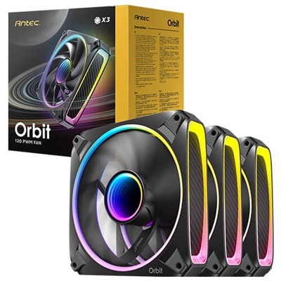 Antec Orbit 120 Argb 120 mm Pwm Lüfter Dreierpack - 120 mm x 28 mm Fluid Dynamic