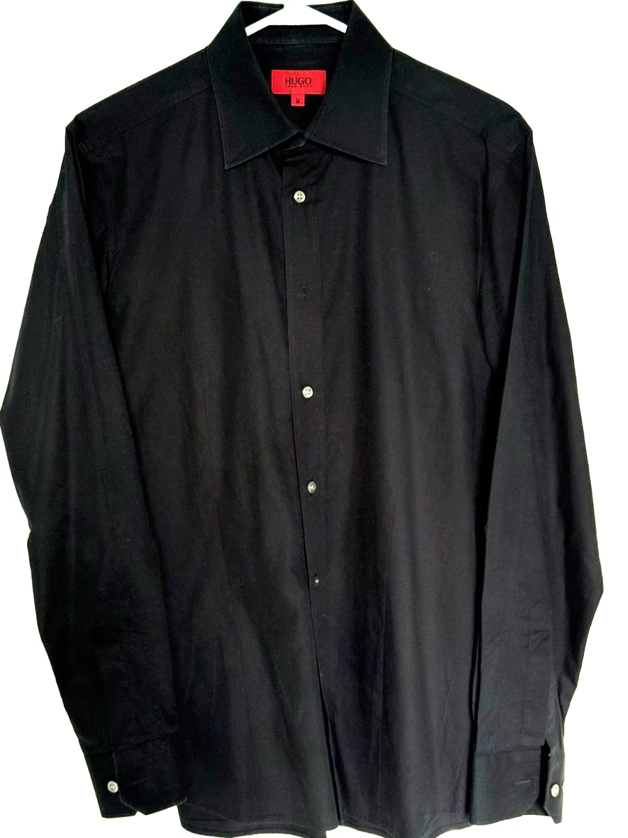 slim fit dress slacks HUGO BOSS BLACK SLIM FIT LONG SLEEVE BUTTON-UP SHIRT SIZE 39 15 1/2