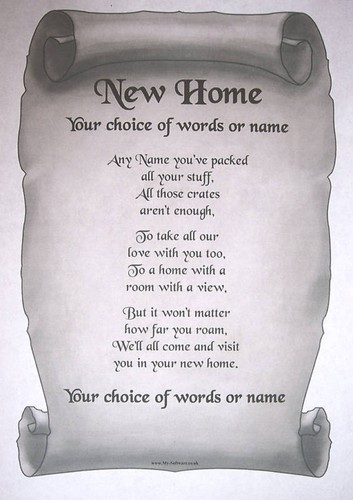PERSONALISED NEW HOME CERTIFICATE/ POEM - A4 - LAMINATED GIFT
