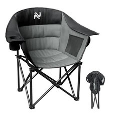 MOPHOTO Oversized Padded Camping Chair Fold Arm Chair 400LB Lounge Beach Chairs