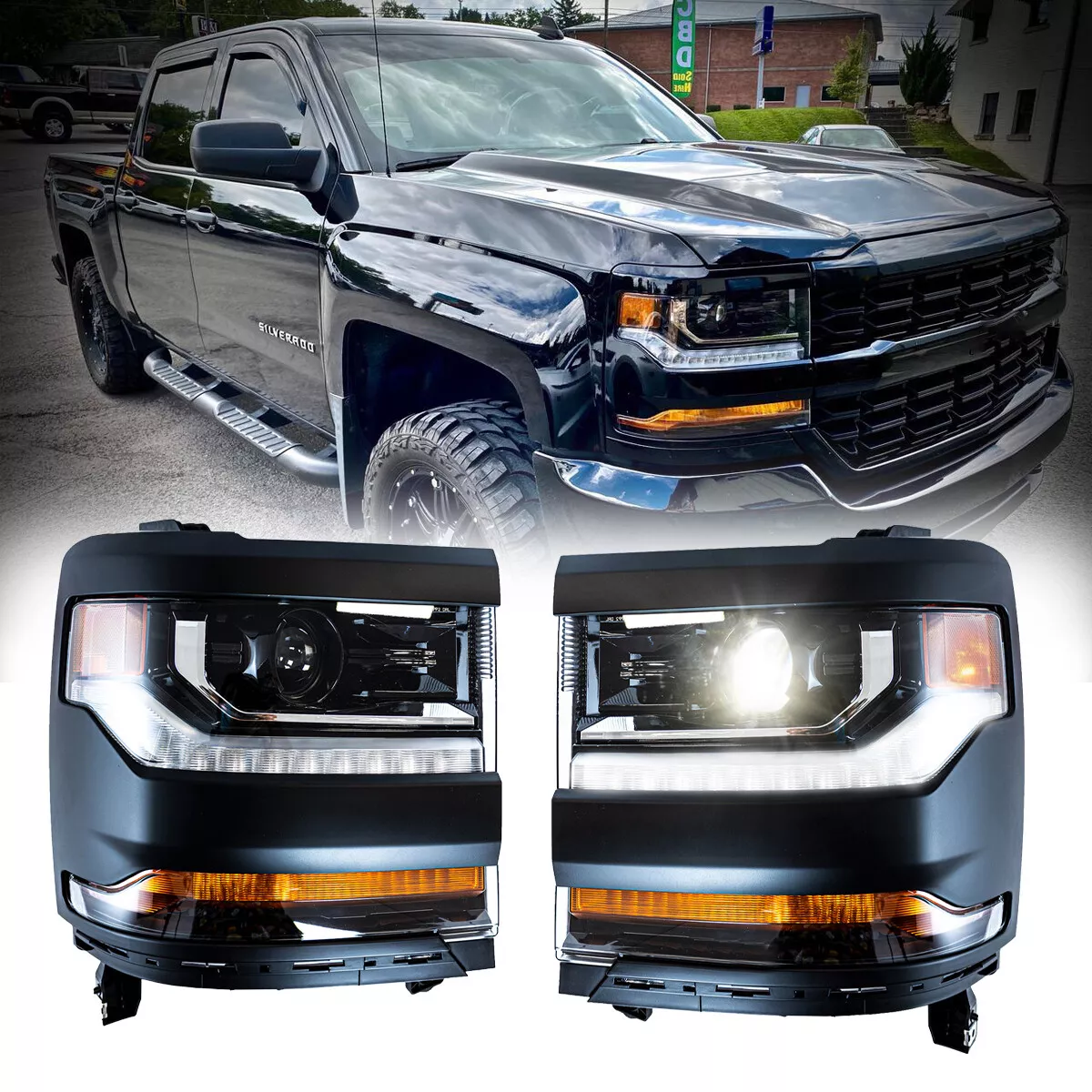 LED Headlights For Chevy Silverado 1500 2016 2019 HID Xenon DRL