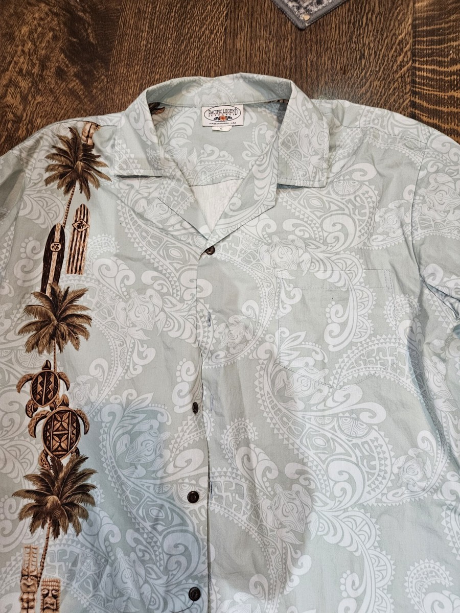 Pacific Legend Men's Hawaiian Shirt Cotton Short Sleeve USA Turtle