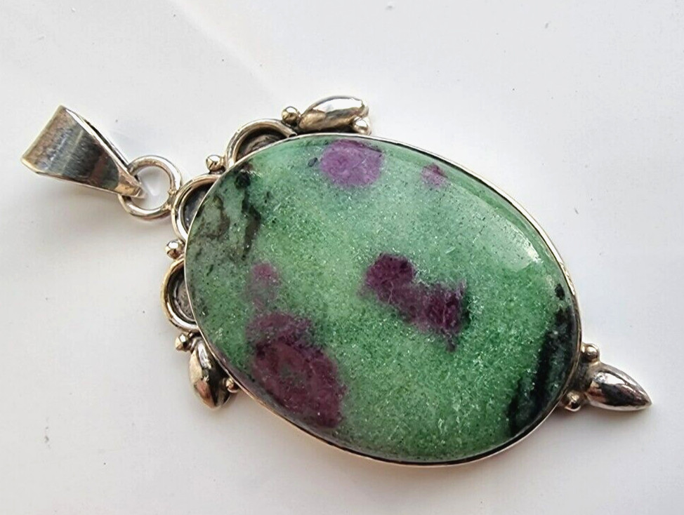 925 STERLING SILVER NATURAL RUBY ZOISITE CABOCHON… - image 9