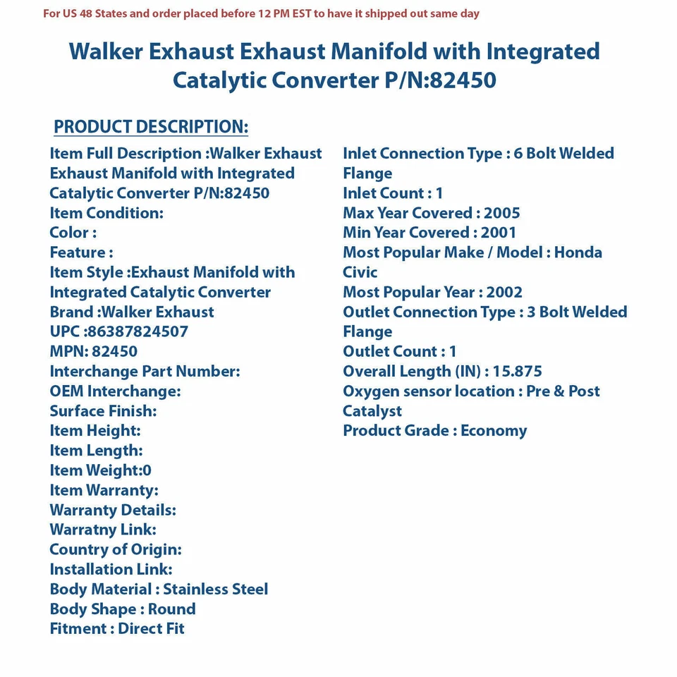 Colector de escape Walker con convertidor catalítico integrado 82450 Foto 4 de 4