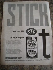 STICK IT ON YOUR CAR IN YOUR ENGINE STP OIL TREATMENT 1968 ADVERT A4 FILE 45