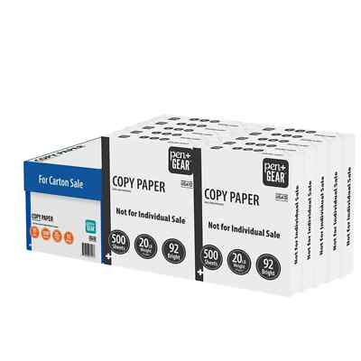 5000 Sheets Pen+Gear Copy Paper 8.5'' x 11'' 92 Bright White 20 lb 10 Ream Case