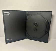 25 Pack Maxtek Standard 14mm Black 3 Disc CD & DVD Cases with Hinged Flip Tra...
