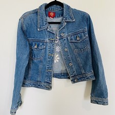 Vintage 1990 s GAP thick denim jacket flower embroidered size medium Hippie Boho