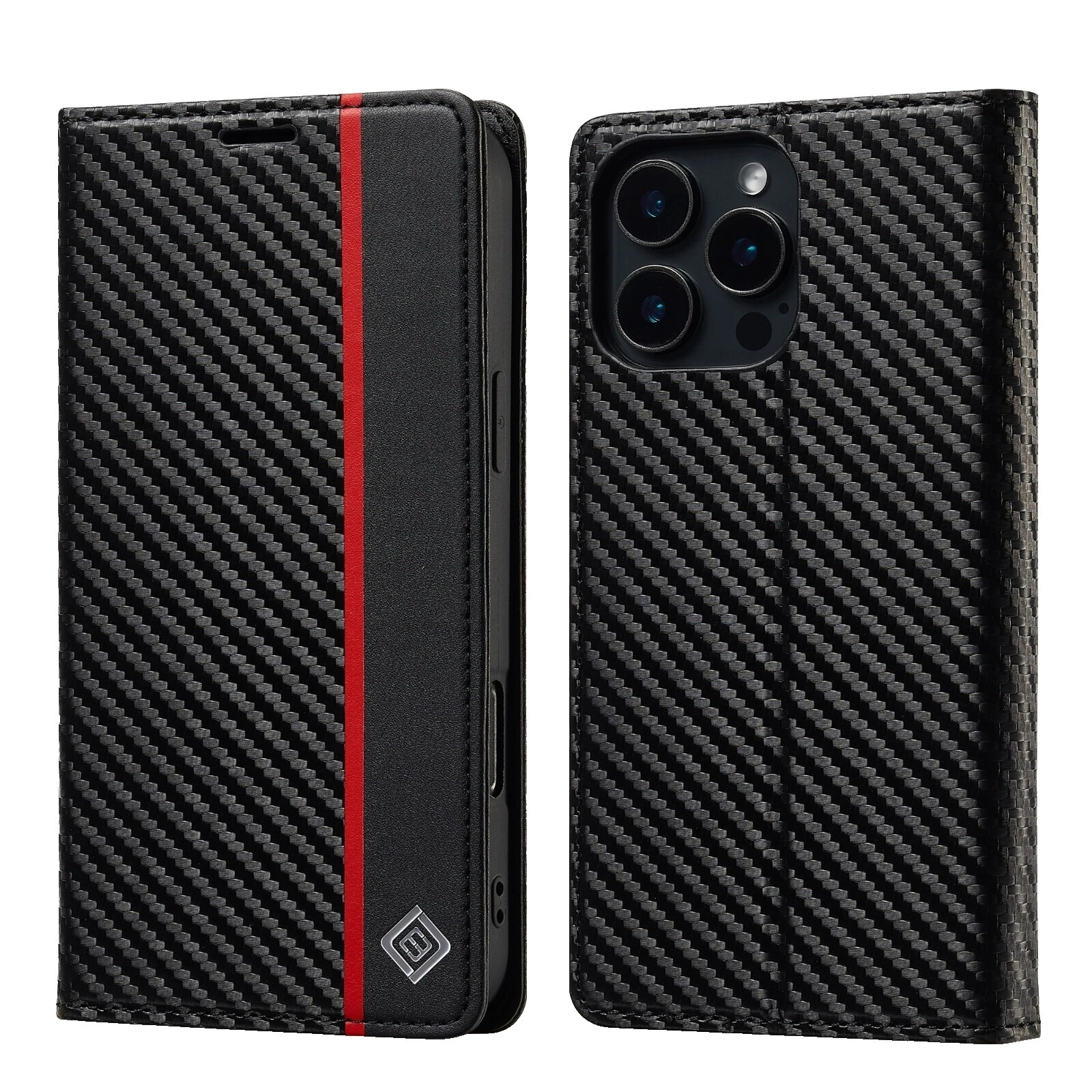 Teléfono celular de Fibra de Carbono Flip casos Para Apple