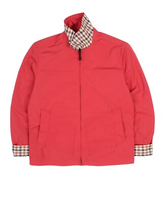 AQUASCUTUM Red Harington Blouson Lightweight Jacket Check Details Size L 