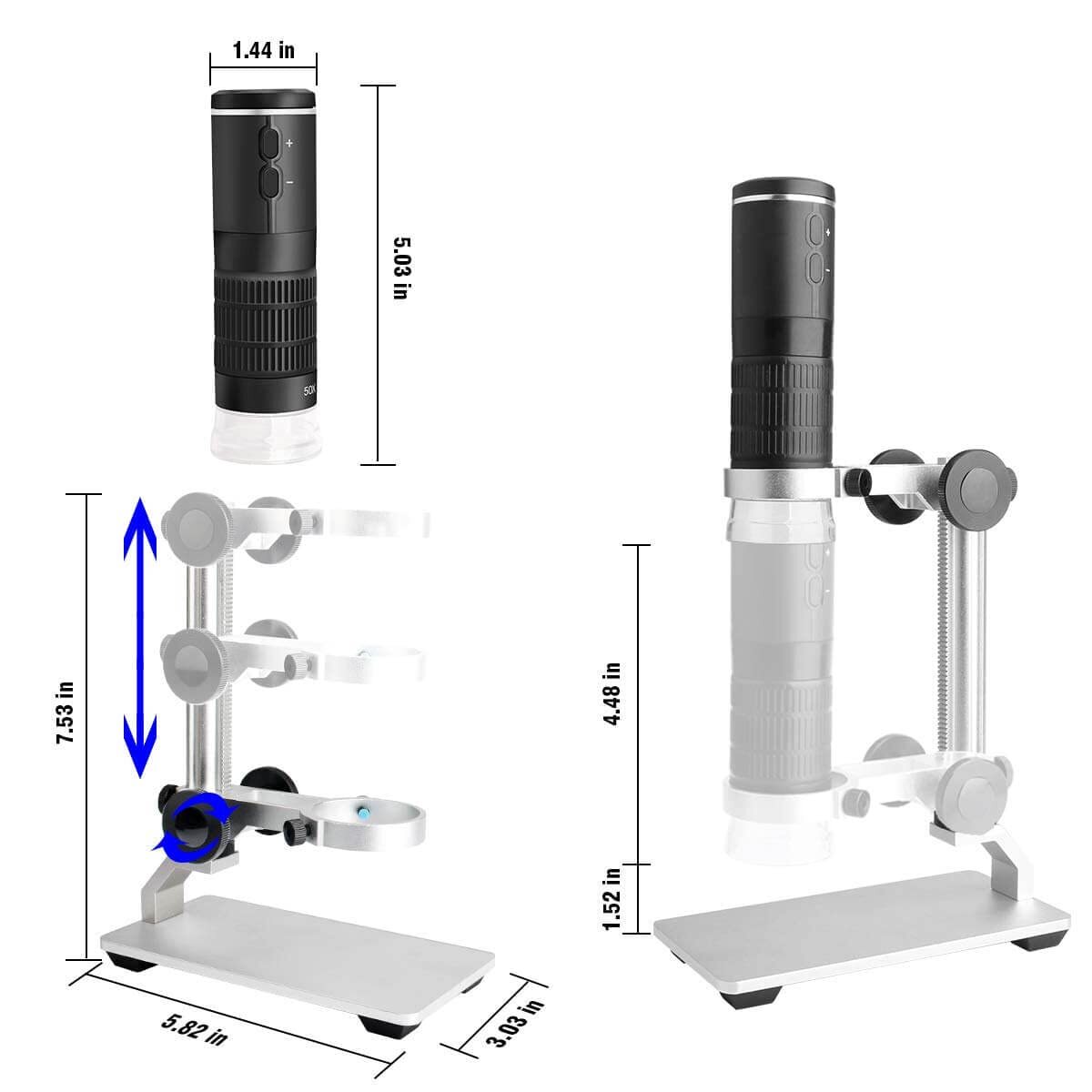 Jiusion WiFi USB Digital Microscope 50 to 1000x  iPhone iPad Android Mac Windows