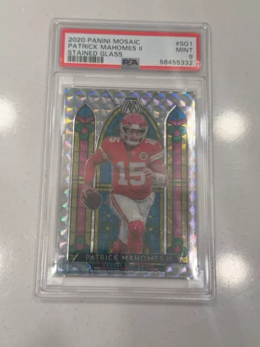 2020 Panini Mosaic Patrick Mahomes Stained Glass Psa 9