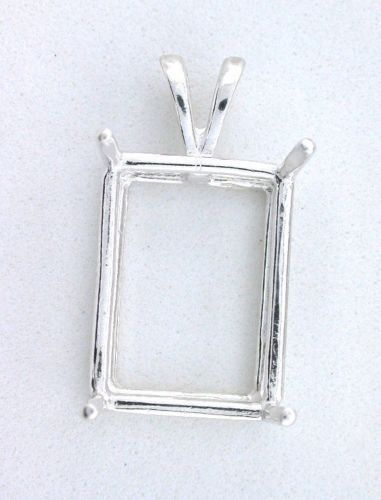 14x12 14mm x 12mm Emerald Prenotched Gemstone Sterling Silver Pendant Mounting - Picture 1 of 1