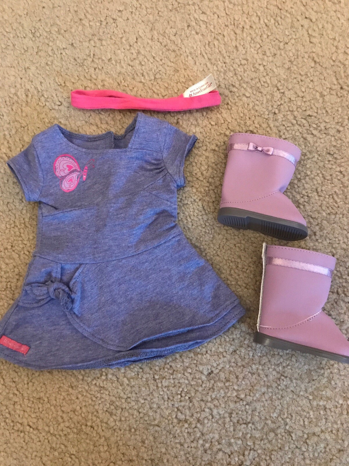 My American Girl Butterfly Twist Dress Purple Dress Boots AG for 18