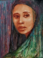 Trujillo Art (not jose ) portrait colorful veil Middle East woman contemporary