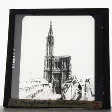 Cathédrale Strasbourg-Munster around 1920-1930 glass positive glass slide 8.5 cm